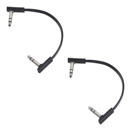 Rockboard Flat Patch TRS Cable 15 cm 6 in, Black 2-PACK