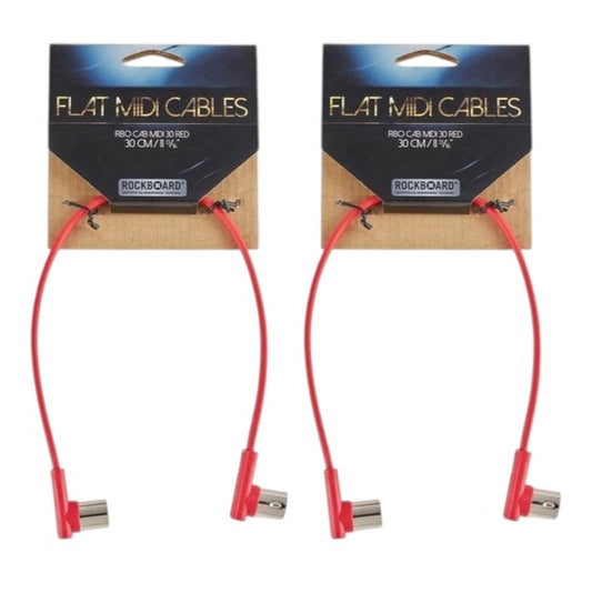 RockBoard Flat MIDI Cable 30 cm 12 in, Red 2-PACK