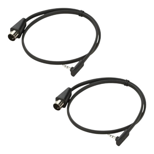 RockBoard Flat MIDI Type A TRS 3.5mm to 5-pin 30 cm 12 in, Black 2-PACK