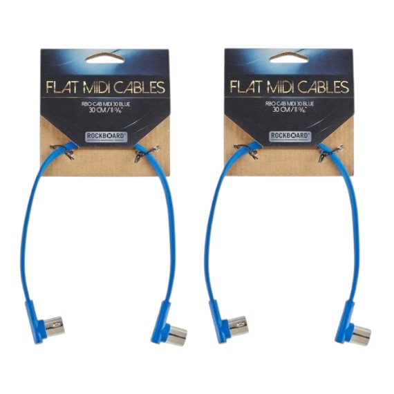 RockBoard Flat MIDI Cable 30 cm 12 in, Blue 2-PACK
