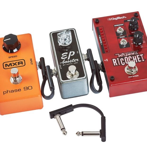 RockBoard Flat Patch Cable 5 cm 2 in, Black 2-PACK