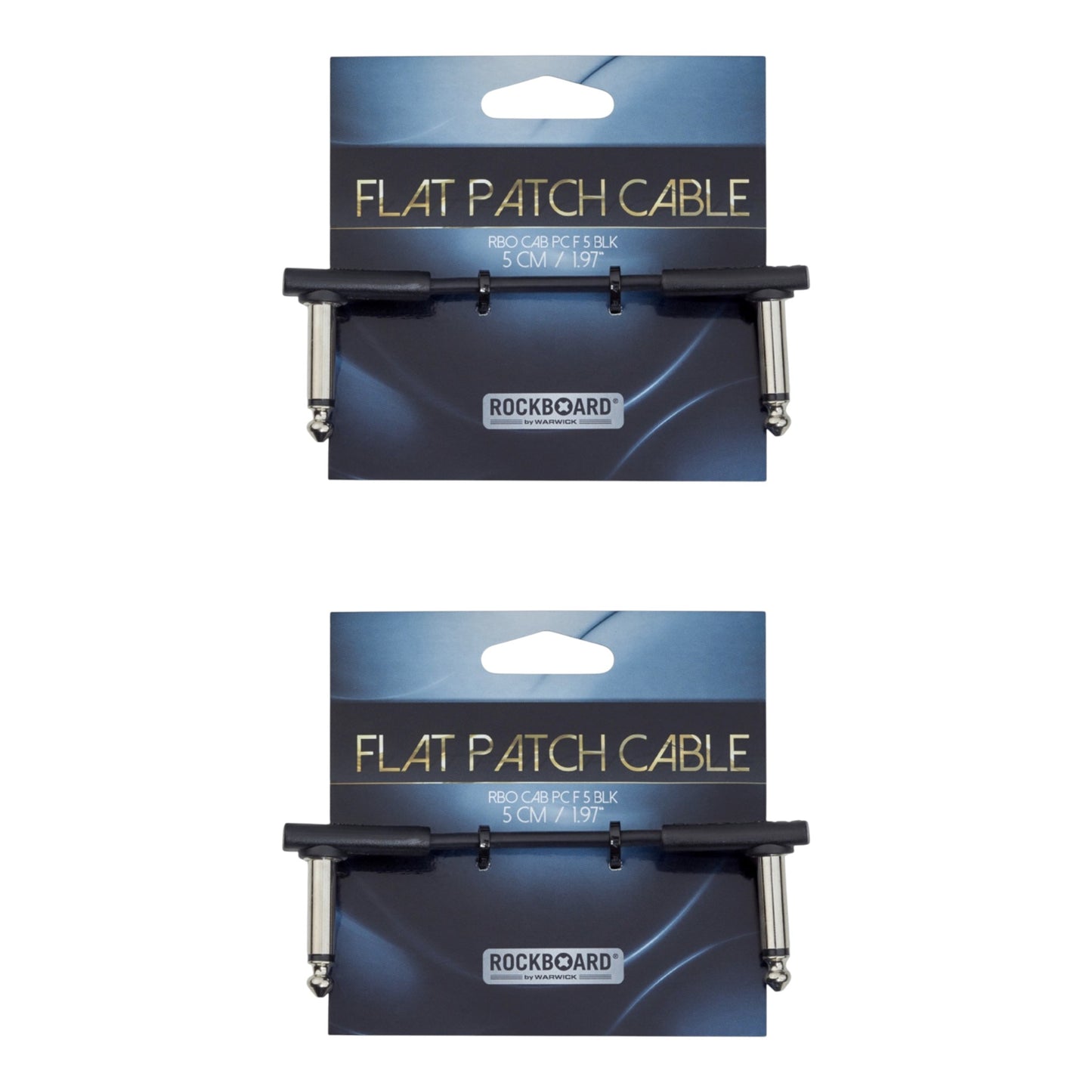 RockBoard Flat Patch Cable 5 cm 2 in, Black 2-PACK