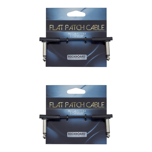RockBoard Flat Patch Cable 5 cm 2 in, Black 2-PACK