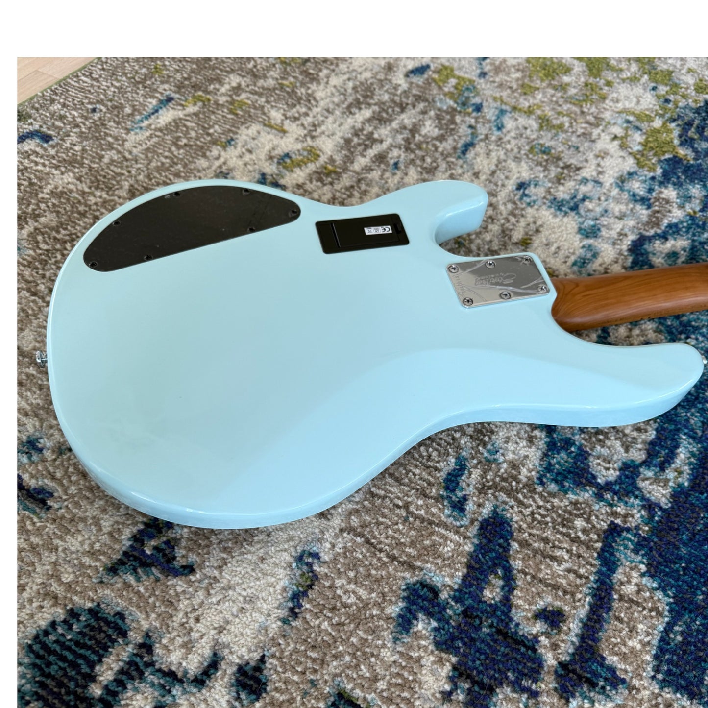 Sterling by Music Man StingRay Ray34 HH 4-String Bass, Daphne Blue, Roasted Maple Neck