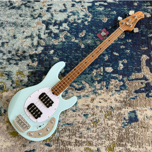Sterling by Music Man StingRay Ray34 HH 4-String Bass, Daphne Blue, Roasted Maple Neck