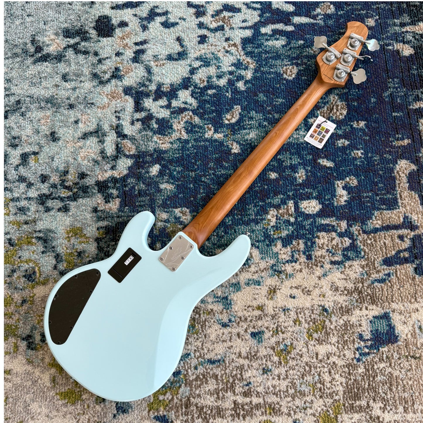 Sterling by Music Man StingRay Ray34 HH 4-String Bass, Daphne Blue, Roasted Maple Neck