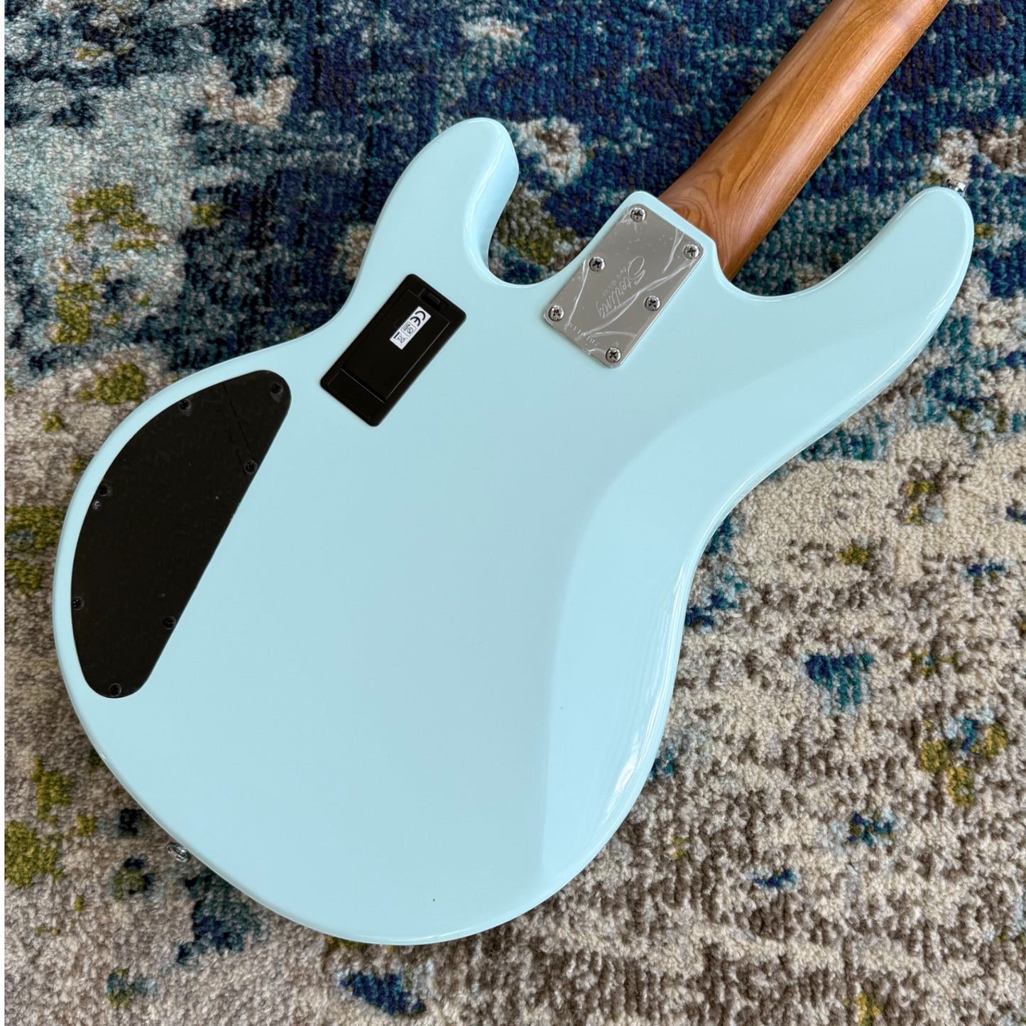 Sterling by Music Man StingRay Ray34 HH 4-String Bass, Daphne Blue, Roasted Maple Neck