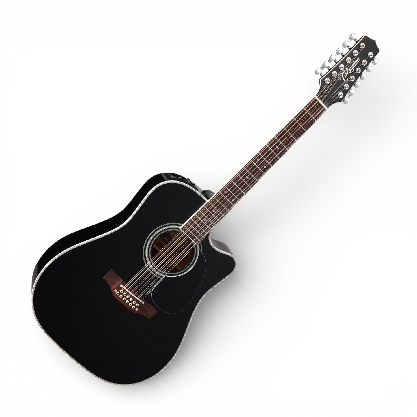 Takmine EF381SC, 12-String Dreadnought Cutaway with Semi-Hard Case, Gloss Black, Legacy Series, Crafted in Japan