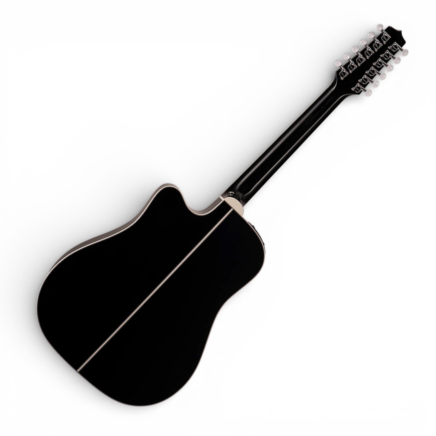 Takmine EF381DX Deluxe 12-String Cutaway Acoustic-Electric Guitar, Gloss Black, Semi-Hard Case, Crafted in Japan