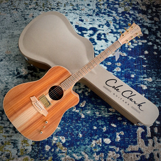 Cole Clark FL2EC-BLBL-AE-HUM TRUE HYBRID Dreadnought All AA Australian Blackwood Acoustic Guitar with Humbucker SN42295, NAMM Showcase