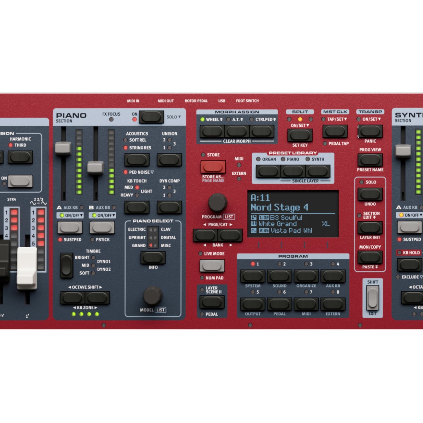 Nord Stage 4 Compact 73-key Semi-Weighted Waterfall Triple Sensor Keybed Aftertouch Physical Drawbars