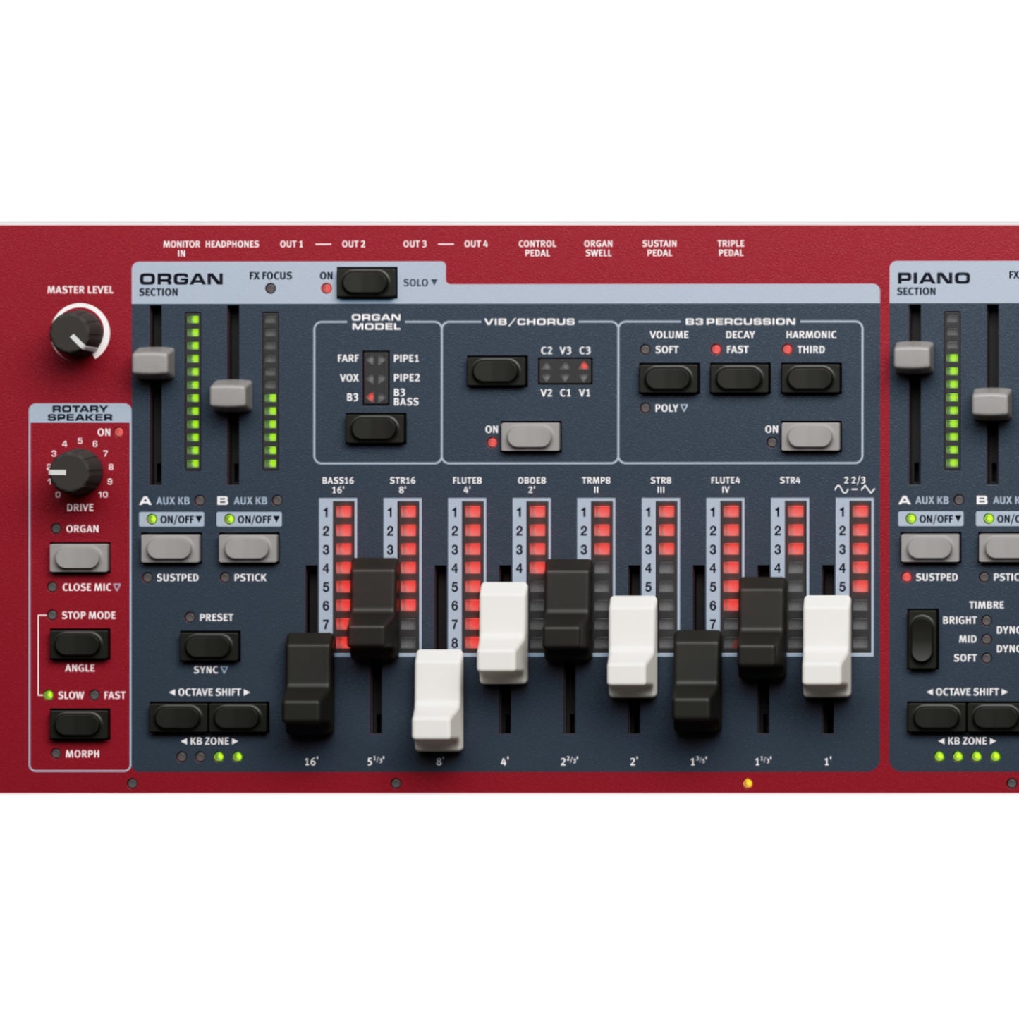 Nord Stage 4 Compact 73-key Semi-Weighted Waterfall Triple Sensor Keybed Aftertouch Physical Drawbars