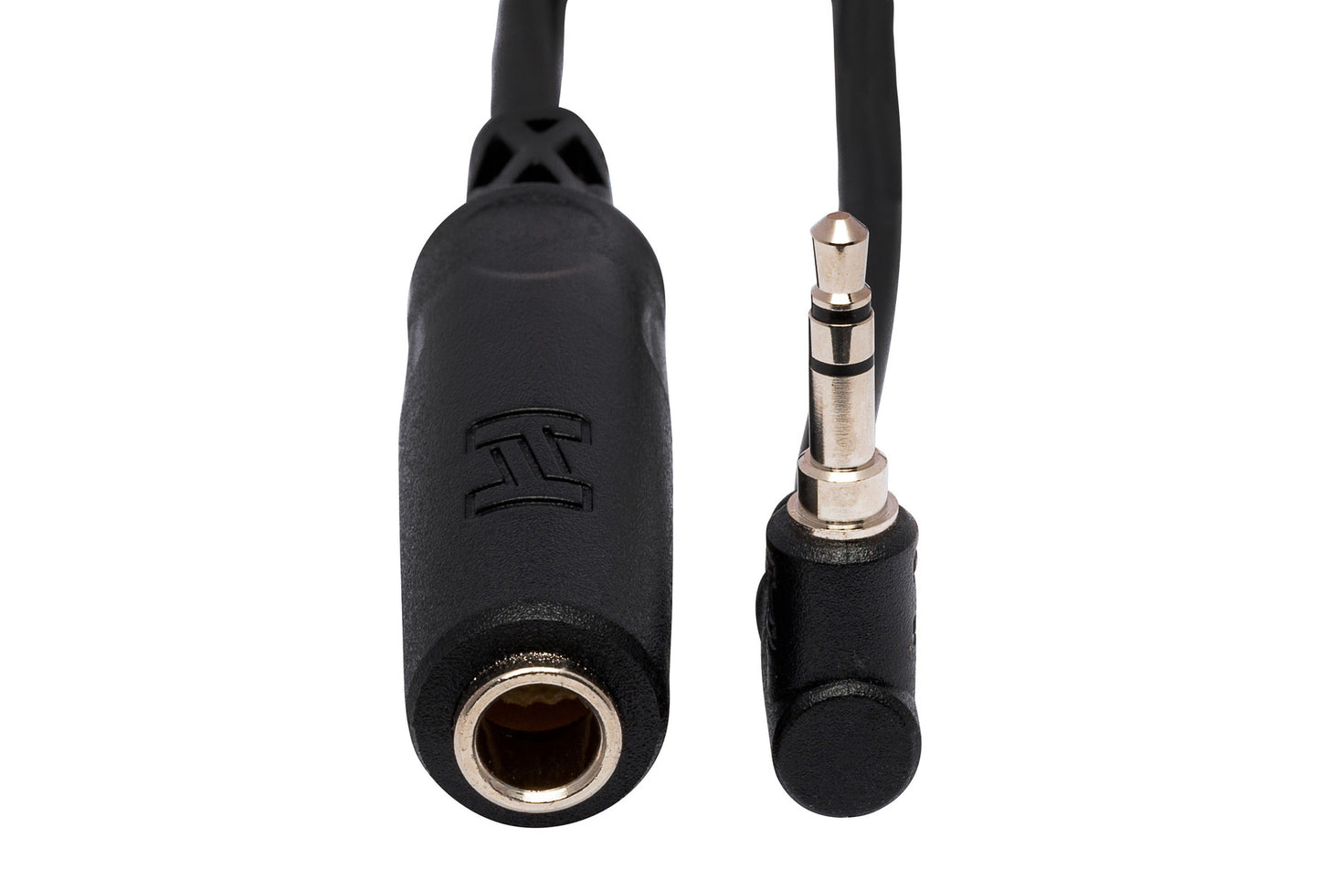 Hosa MHE-100.5 1/4" TRS to Right Angle 3.5 mm TRS Headphone Adaptor Cable, 6 Inch