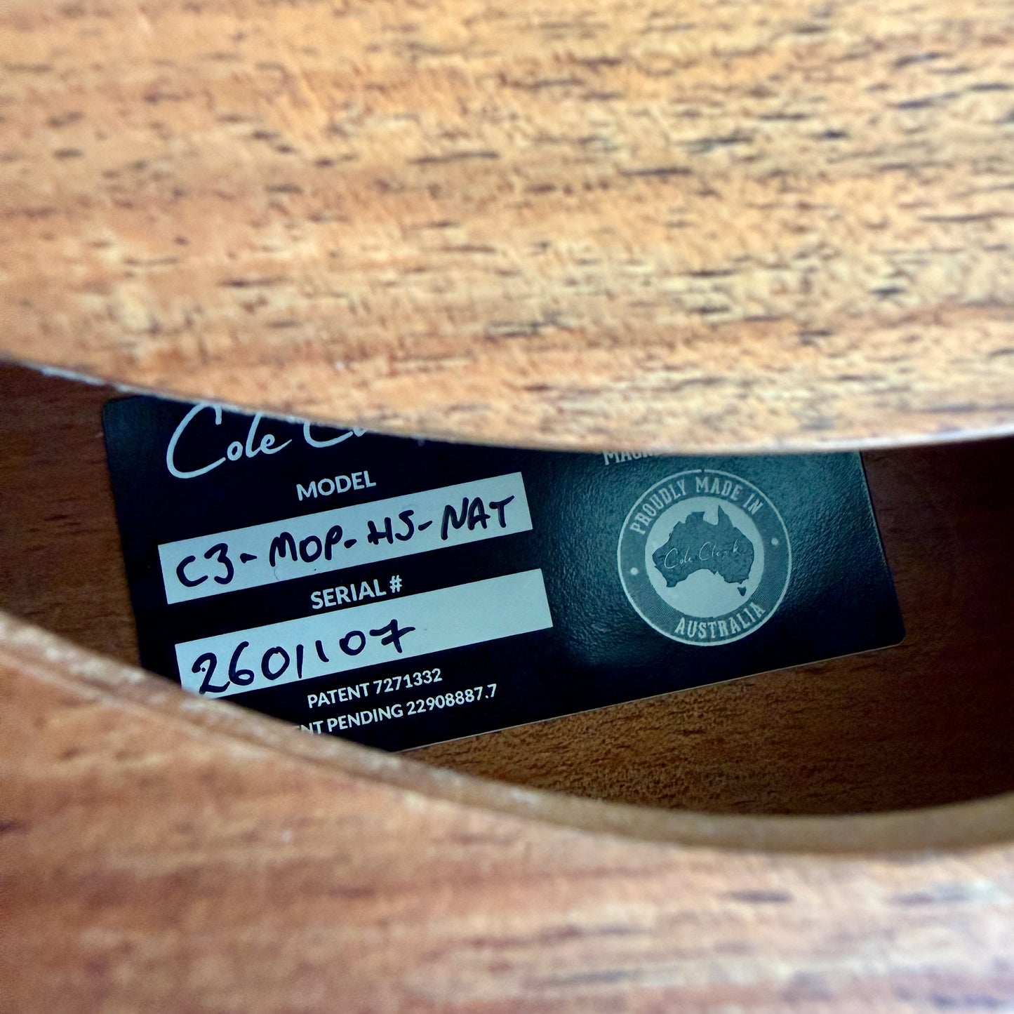 Cole Clark C3-HS-M-NAT Culprit 3 Electric Guitar with Humbucker and Single-Coil Pickup, Pearl Scratchplate, Blackwood Body, Natural Finish, SN107 [NAMM Showcase]