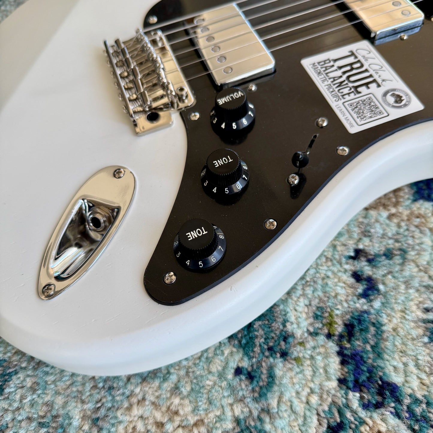 Cole Clark HB-HH-B-WHT Hollow Baby Electric Guitar, HH Black Plate, White, SN220 [NAMM Showcase]