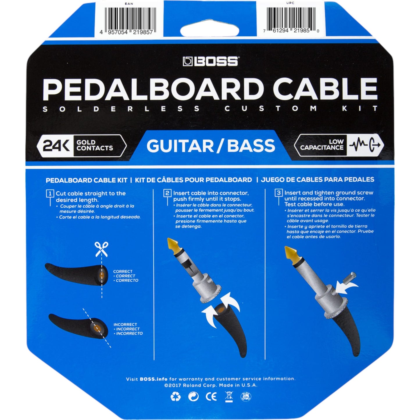 BOSS BCK-24 Pedal Board Cable Kit, 24 Connectors, 24Ft / 7.3M Cable