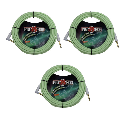 FX Loop and Input Kit - 3x Pig Hog PCH20GLOR Tour Grade 20ft Straight to Right Angle Instrument Cable, Glow-in-the-Dark