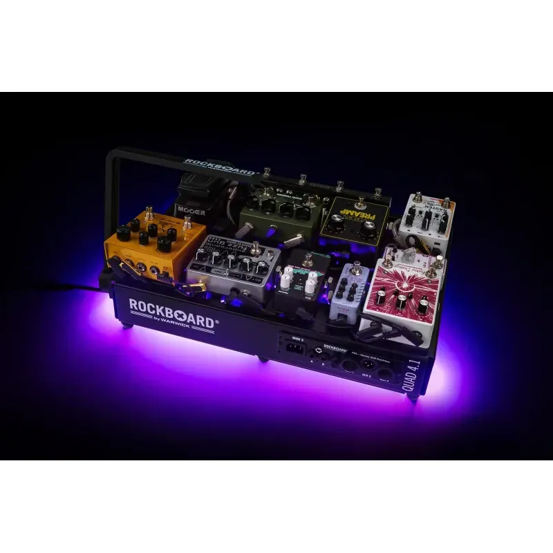 Pedalboard Hi-Viz Lighting Kit - RockBoard 50cm LED Strip + 6x Neon Orange Right Angle Patch Cables