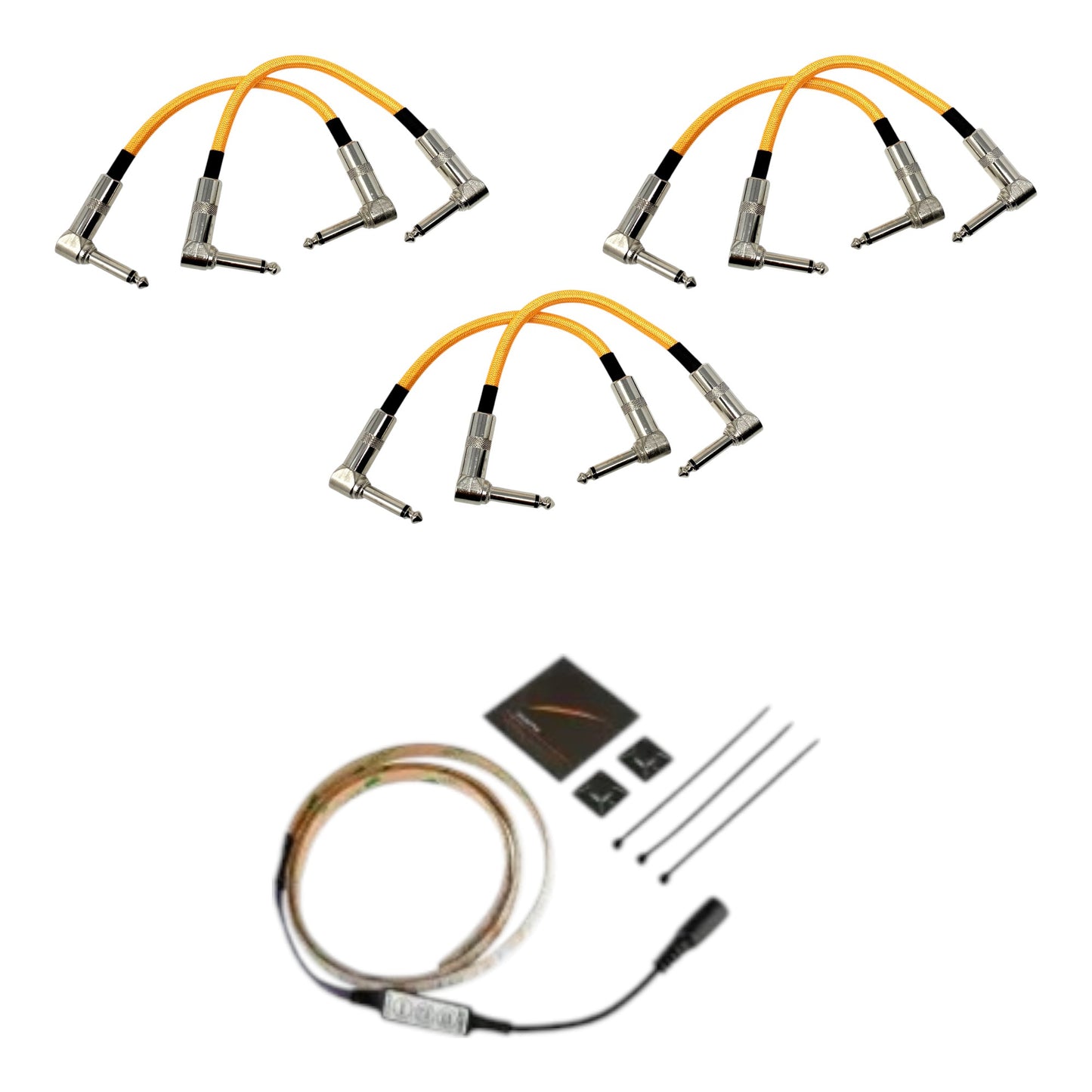 Pedalboard Hi-Viz Lighting Kit - RockBoard 50cm LED Strip + 6x Neon Orange Right Angle Patch Cables