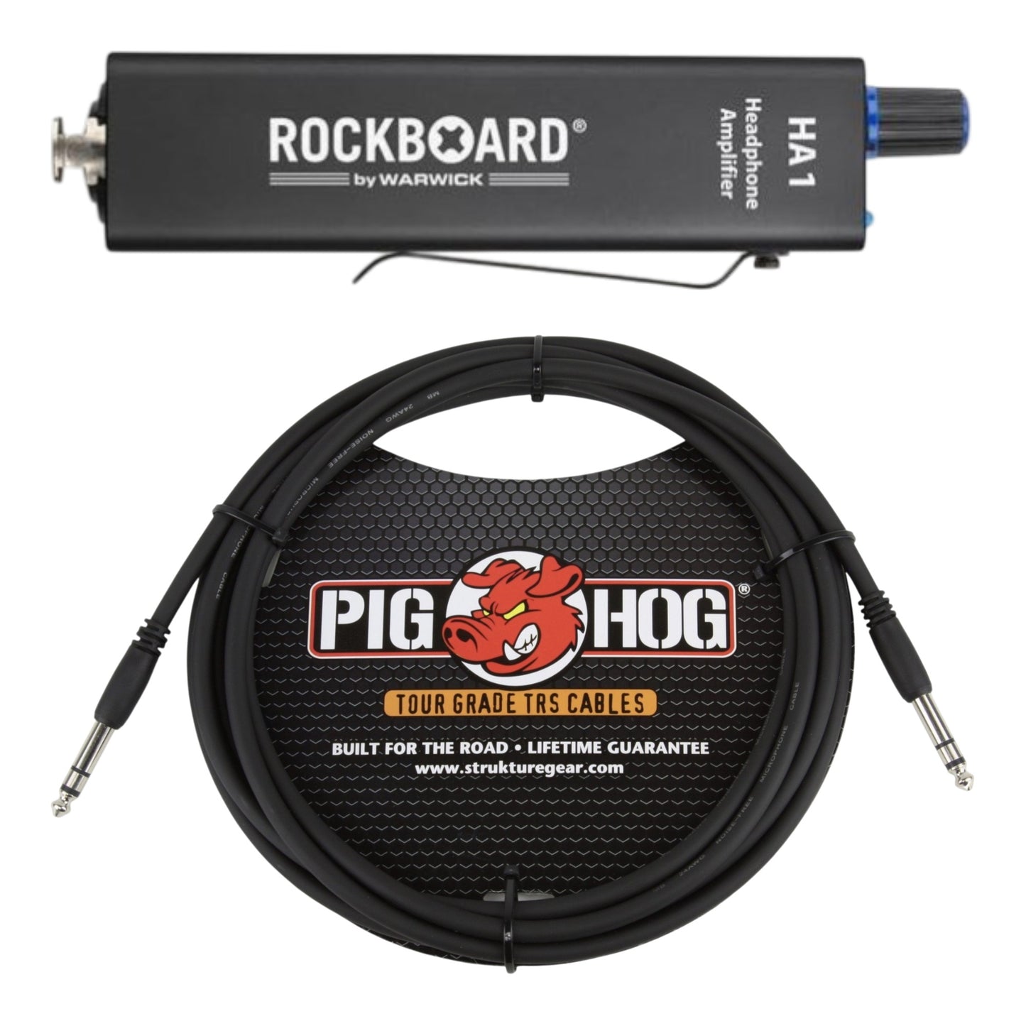 Active Headphone Monitor Kit - RockBoard HA 1 Personal Volume Controller + 15ft Pig Hog Tour Grade TRS Cable