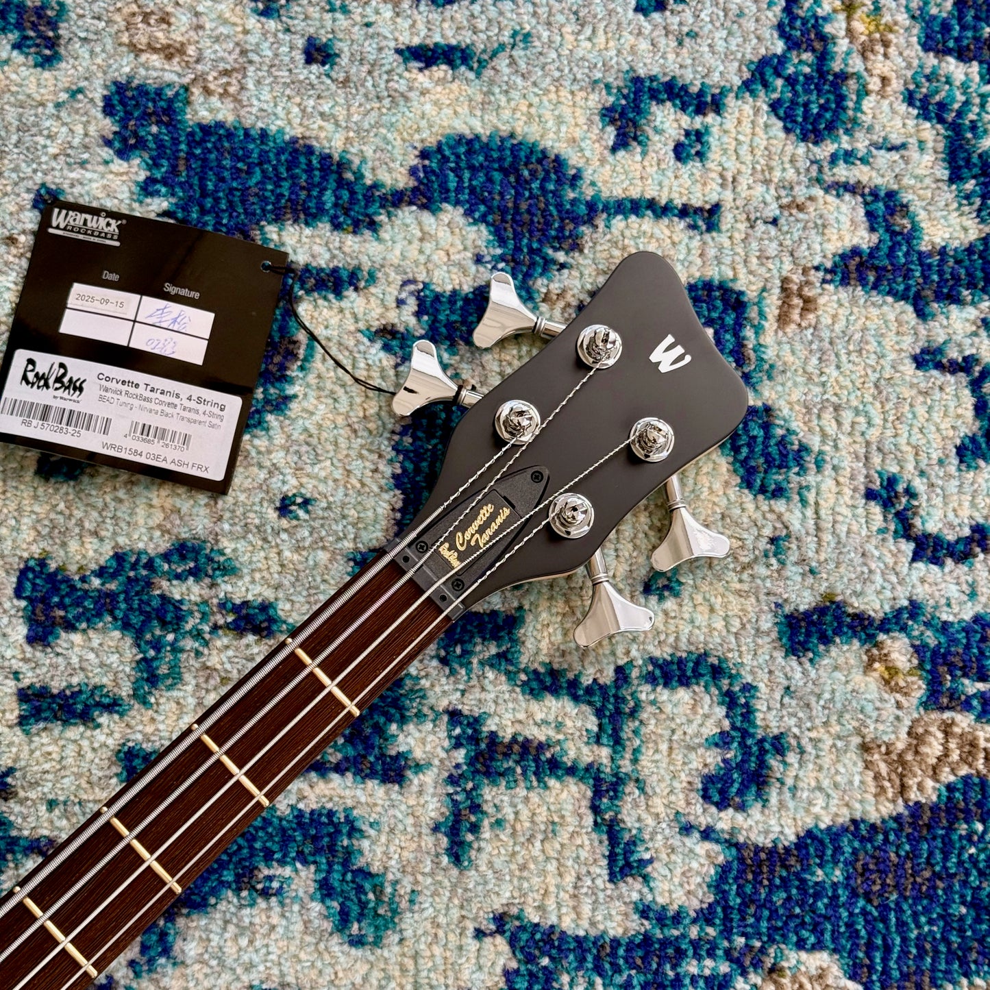 Warwick WRB1584 03EA ASH FRX, RockBass Corvette Taranis, 4-String Bass with BEAD Tuning, Nirvana Black Transparent Satin RB J 570283-25 (Get the Low Notes of a 5-String Bass with the Playability and Weight of a 4-String!)