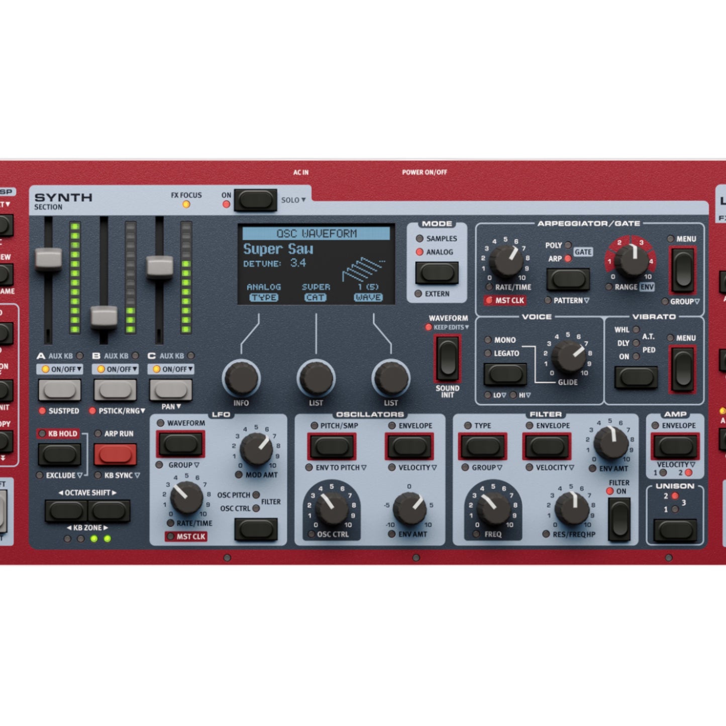 Nord Stage 4 Compact 73-key Semi-Weighted Waterfall Triple Sensor Keybed Aftertouch Physical Drawbars [B-STOCK]