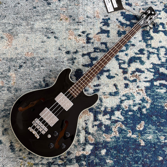 Warwick RockBass Star Bass 4-String Semi-Hollow Electric Bass – Solid Black High Polish – 32" Medium Scale – WRB1594