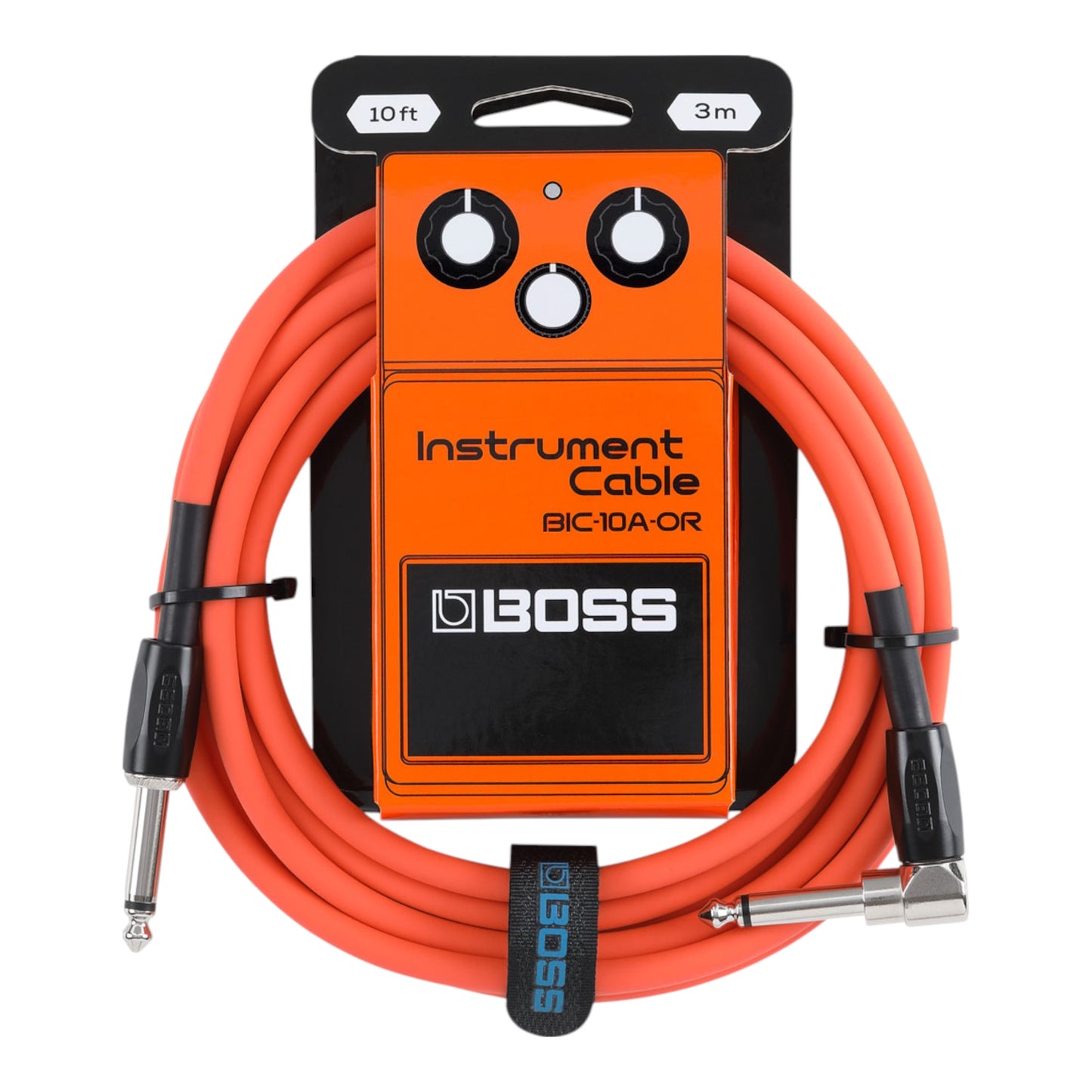 BOSS DS-1W Waza Craft Distortion + BIC-10A-OR 10ft Instrument Cable, Orange