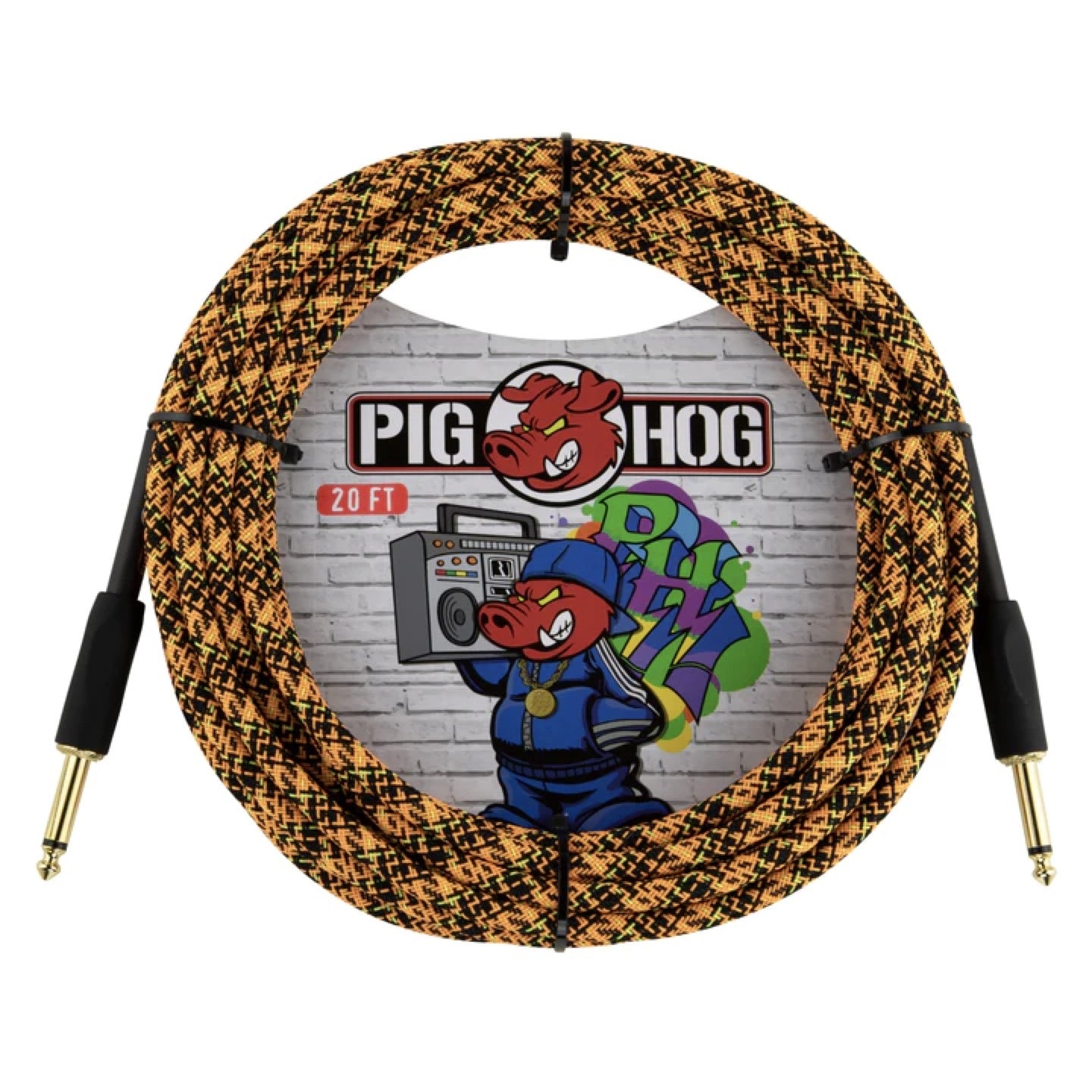Split Amp Kit - Lehle P-Split III Passive Splitter DI + 2x Pig Hog PCH20GOR Cable 20FT, Orange Graffiti