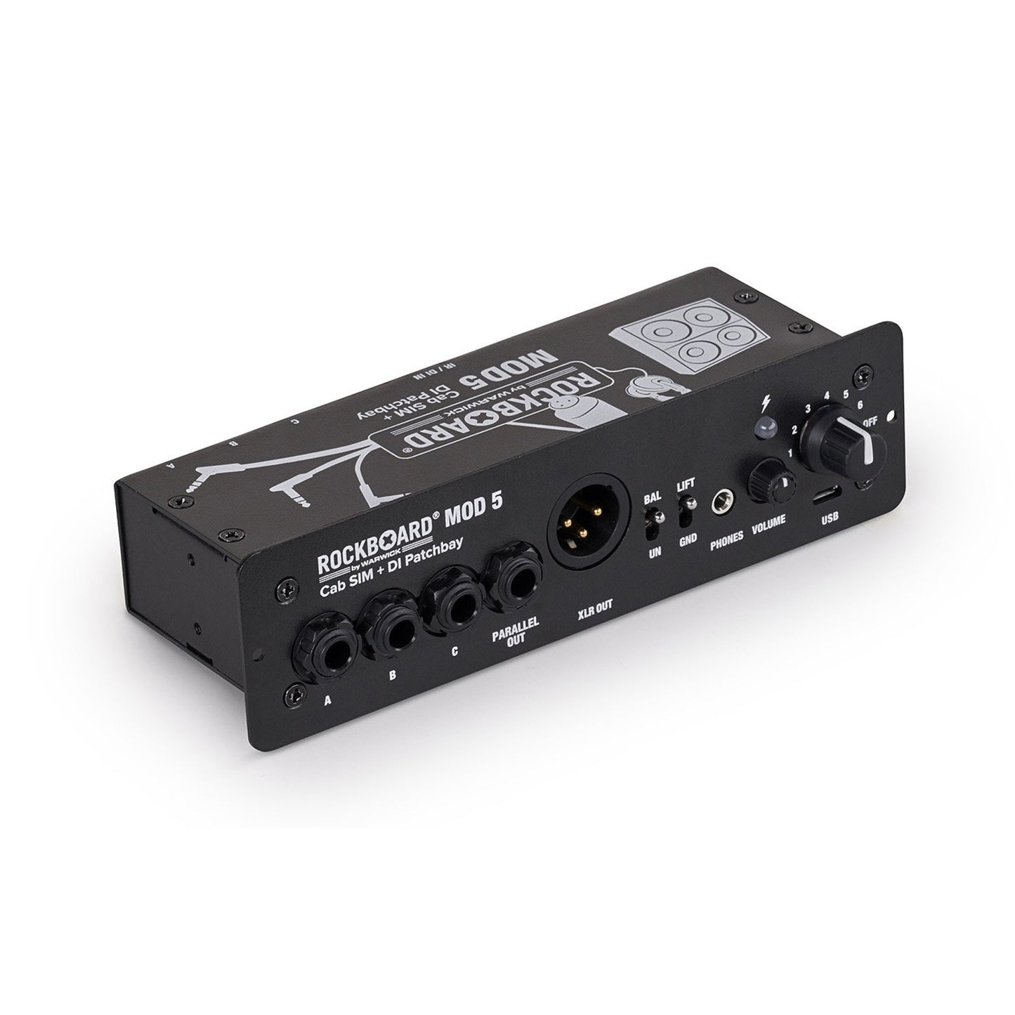 Rockboard Cab Sim to FOH Kit - MOD5 Cab Sim DI Patchbay + Flat XLR Cable 20ft