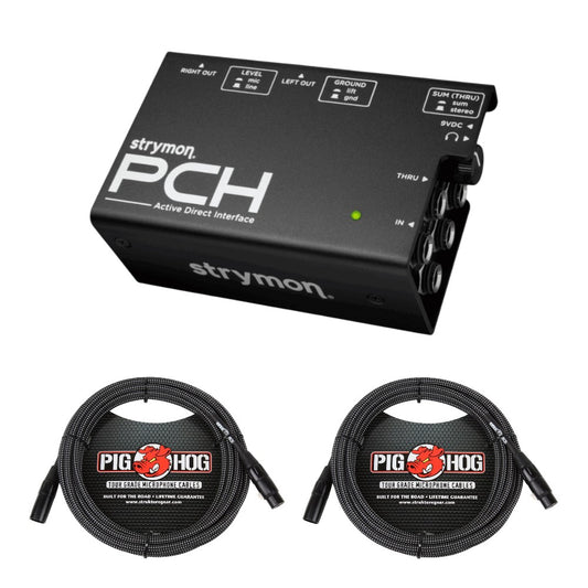 Stereo to FOH Kit - Strymon PCH Active Direct Interface + 2x Pig Hog Black/White Woven XLR Cable 20FT