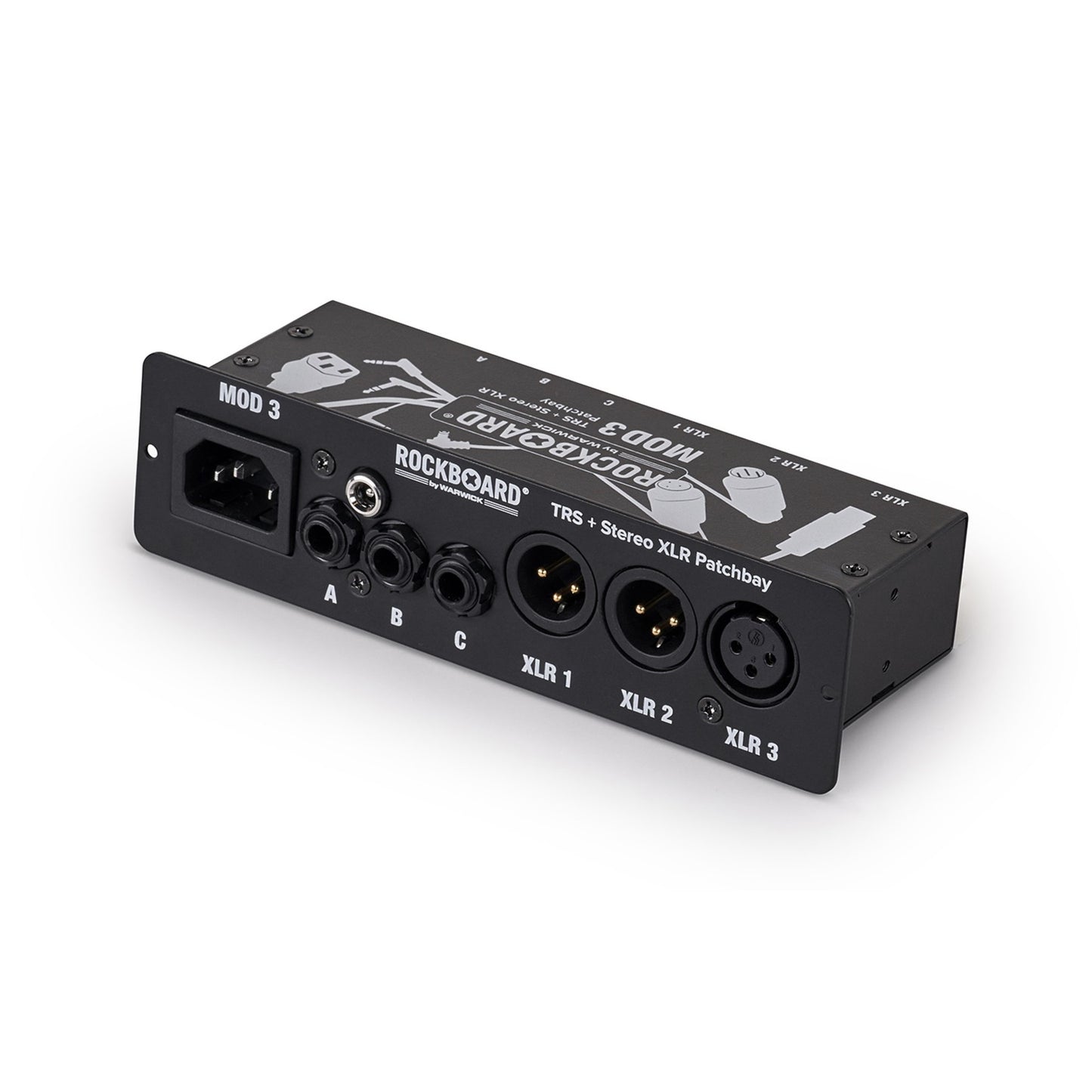 Rockboard MOD3 V2 3xTRS 3xXLR Pedalboard Patchbay + IEC Power Patch Cable
