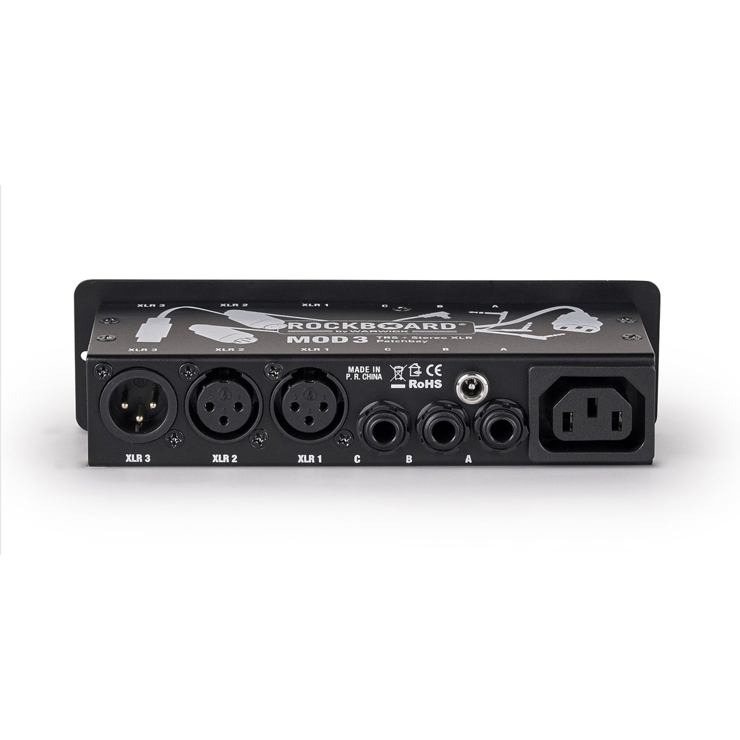 Rockboard MOD3 V2 3xTRS 3xXLR Pedalboard Patchbay + IEC Power Patch Cable