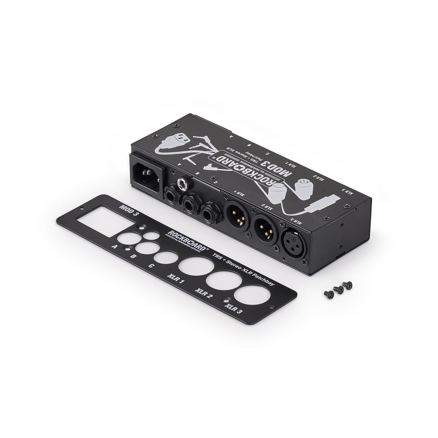Rockboard MOD3 V2 3xTRS 3xXLR Pedalboard Patchbay + IEC Power Patch Cable