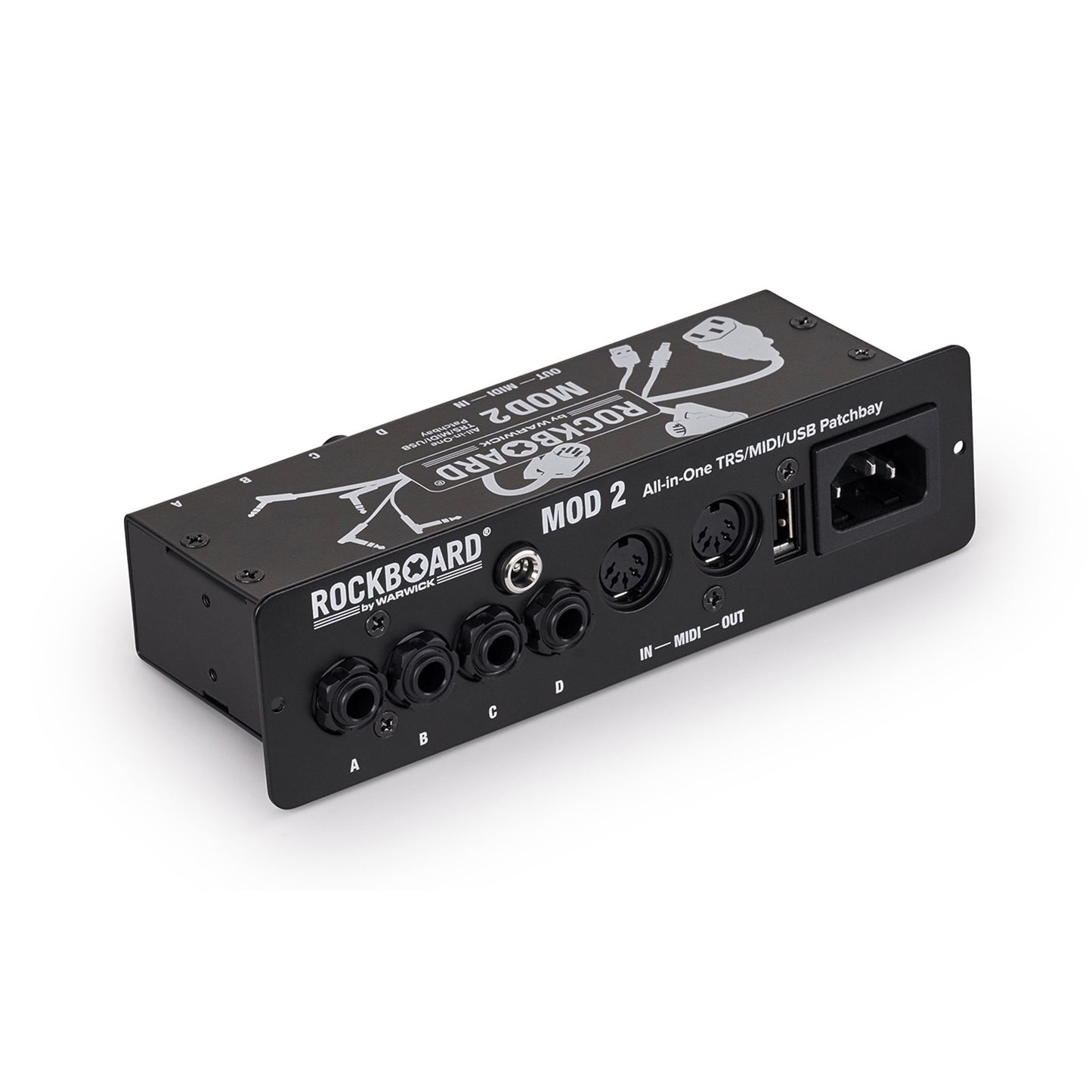 Rockboard MOD2 V2 4xTRS 2xMIDI 1xUSB Pedalboard Patchbay + IEC Power Patch Cable