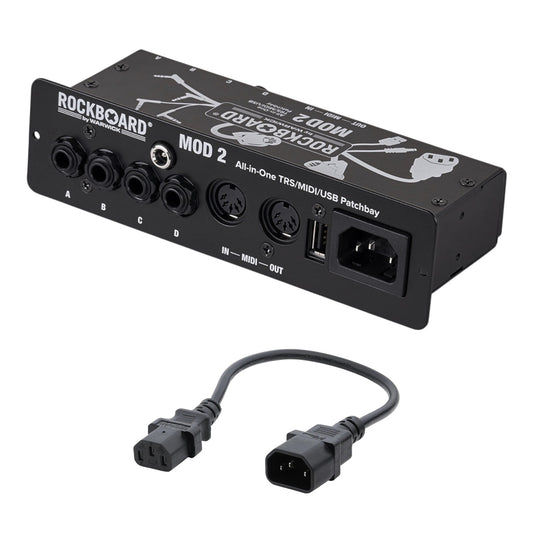 Rockboard MOD2 V2 4xTRS 2xMIDI 1xUSB Pedalboard Patchbay + IEC Power Patch Cable