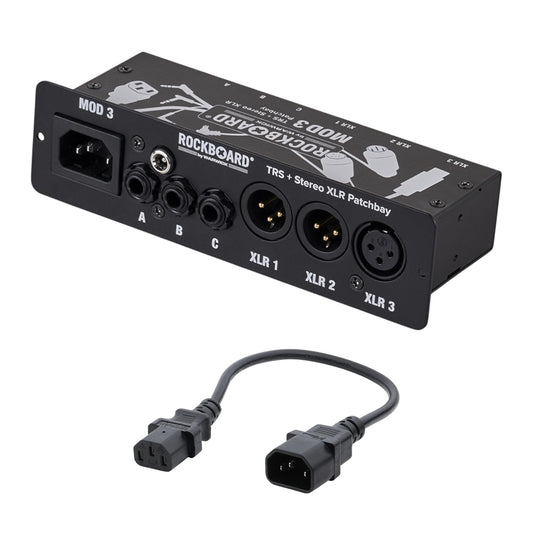 Rockboard MOD3 V2 3xTRS 3xXLR Pedalboard Patchbay + IEC Power Patch Cable
