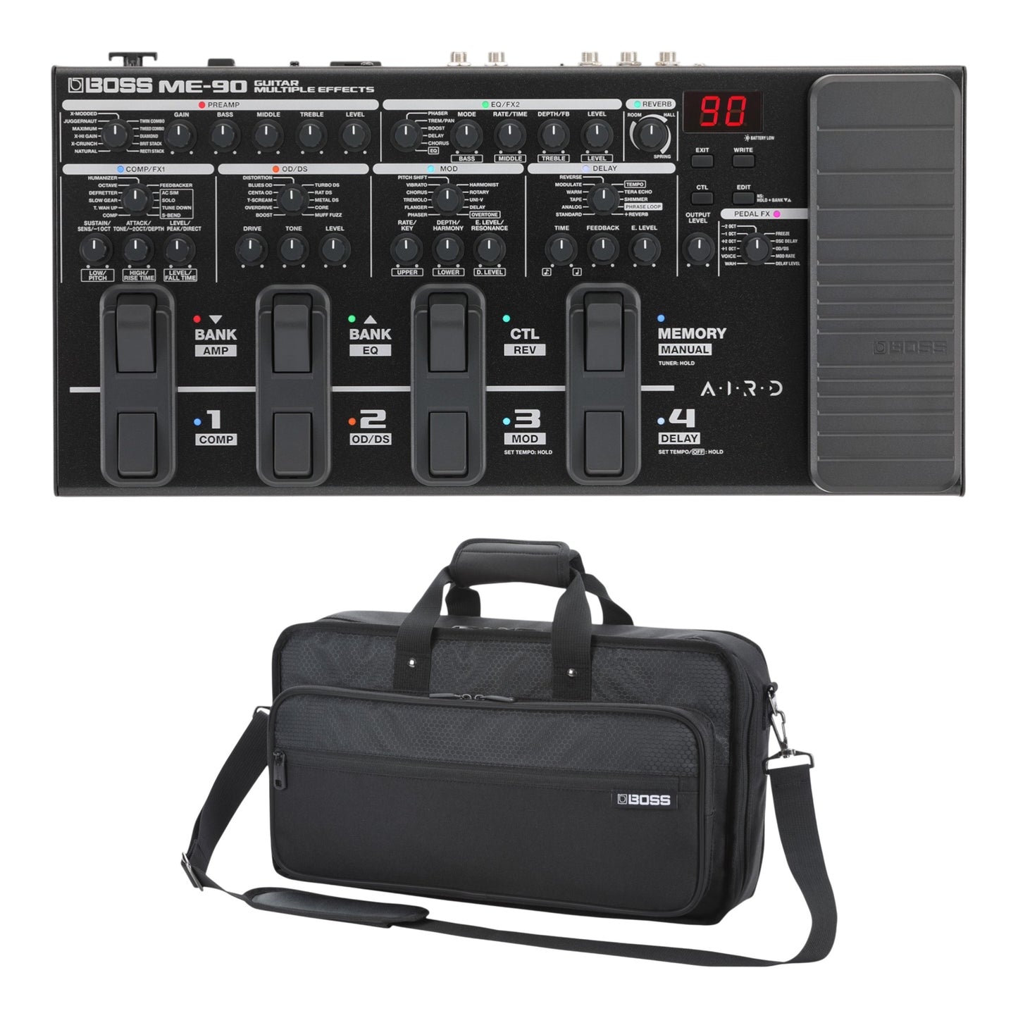 BOSS ME-90 Guitar Multi-Effects Processor + CB-BM-M Case Bundle