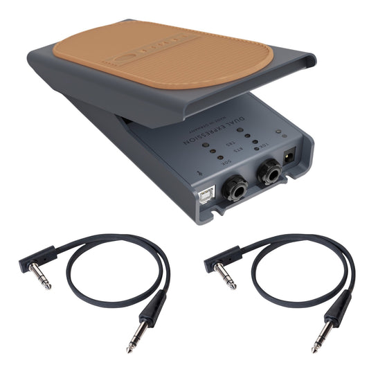 Dual Expression Kit - Lehle Dual Expression Pedal + 2x ST-RA TRS Flat Patch Cables 40 cm