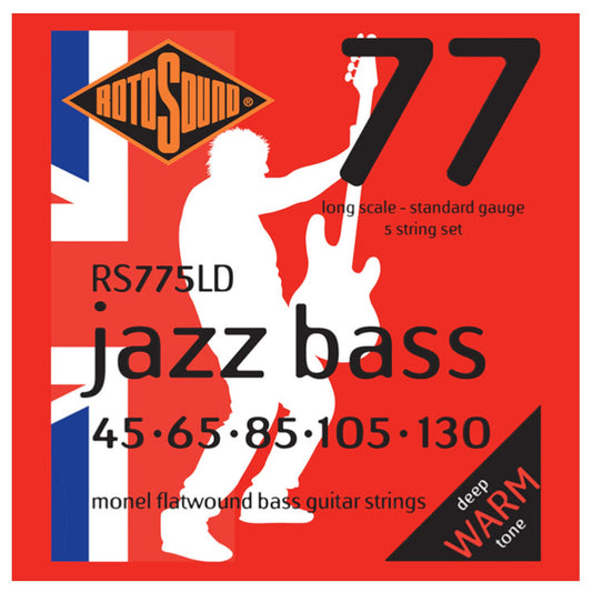 Rotosound RS775LD Jazz Bass 77 Monel Flatwound Bass Strings 5-String 45/130