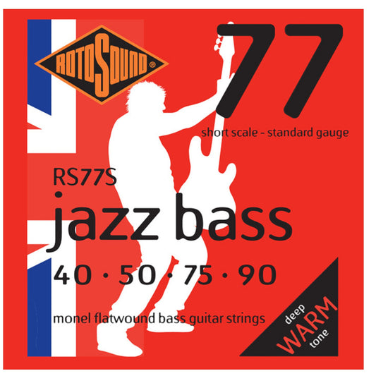 Rotosound RS77S Jazz Bass 77 Monel Flatwound Bass Strings 4-String Short Scale 40/90