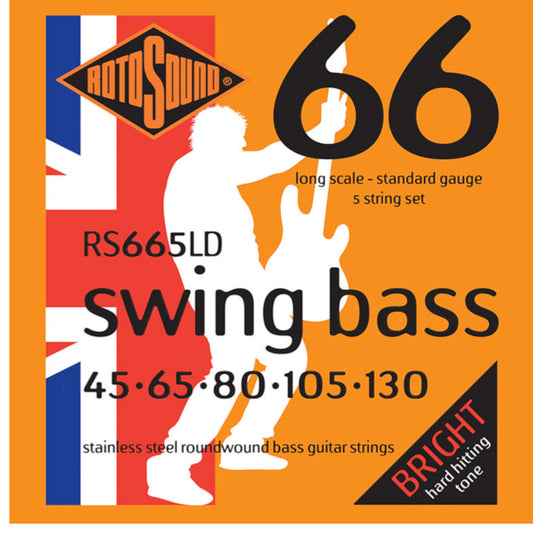 Rotosound RS665LD Swing Bass 66 Stainless Steel Roundwound Bass Strings 5-String 45/130
