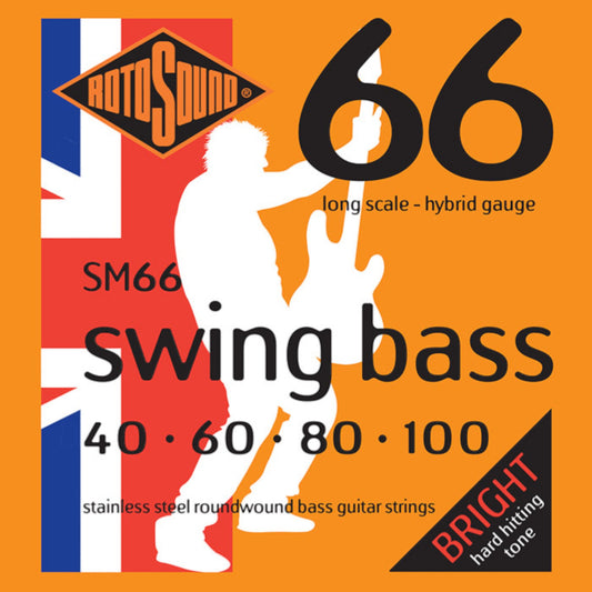 Rotosound SM66 Stainless Steel Roundwound Bass Strings 4-String Hybrid Gauge 40/100