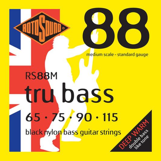 Rotosound RS88M Tru Bass Black Nylon Bass Strings 4-String Medium Scale 65/115