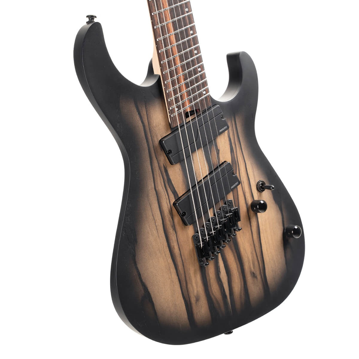 Cort KX507MS-NBB KX Series Pale Moon 7-String Multi-Scale Electric Guitar, Natural Black Burst