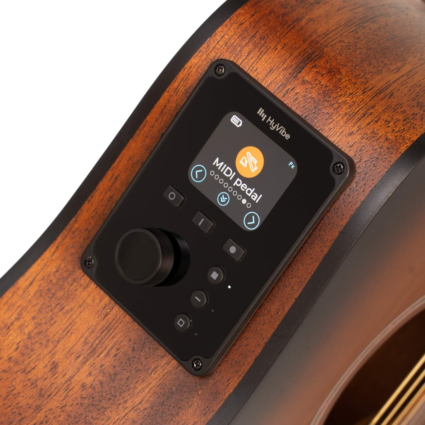 Cort EARTHGO-OPBB Earth Series Go Hyvibe Acoustic Electric Guitar with Built-in Effects System, Brown Burst w/Gig Bag