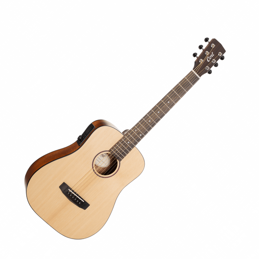 Cort EARTHGO-OP Earth Series Go Hyvibe Acoustic Electric Guitar with Built-in Effects System, Natural w/Gig Bag