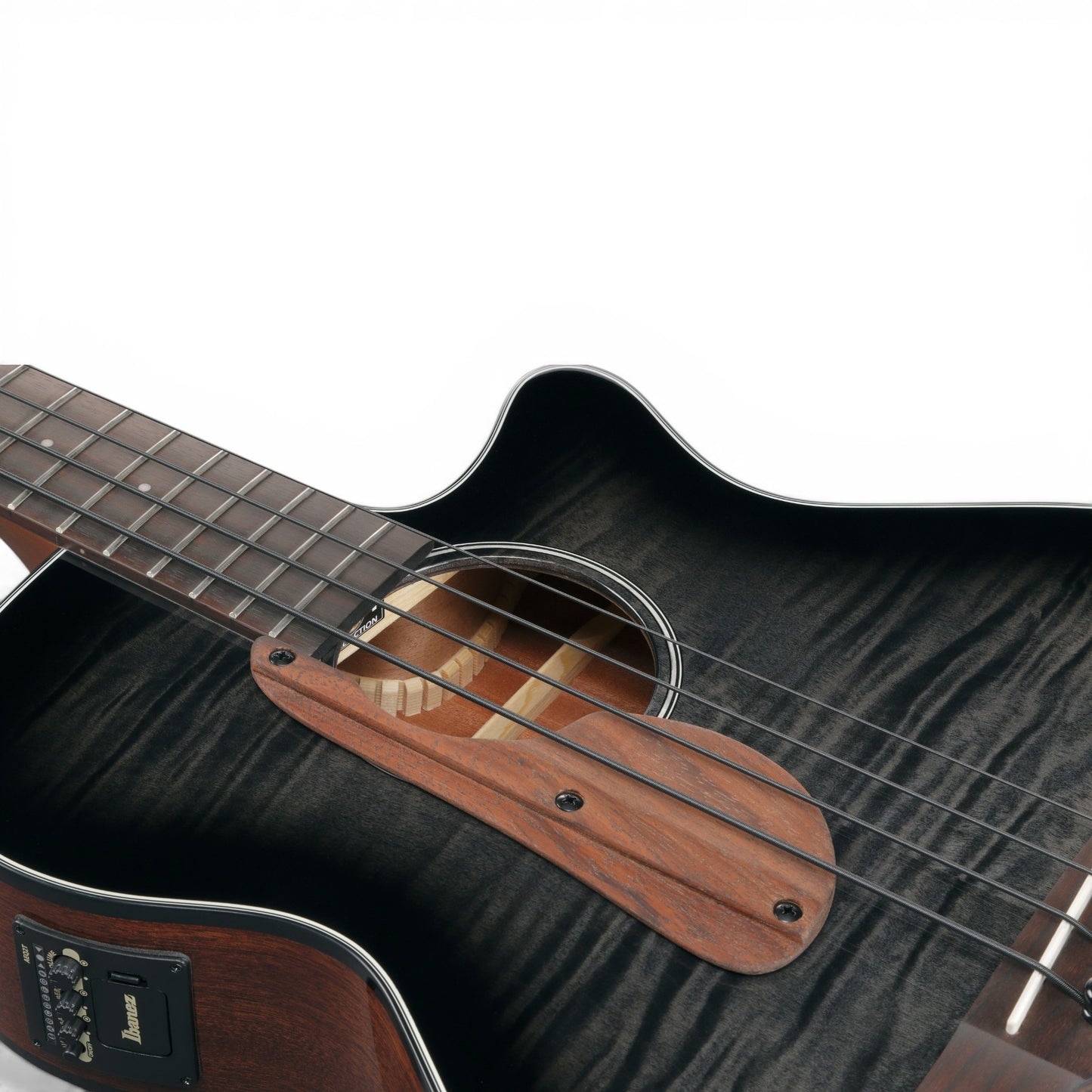 Ibanez AEGB25ETKH AE Series 4-String Acoustic-Electric Bass Guitar Transparent Black Sunburst High Gloss