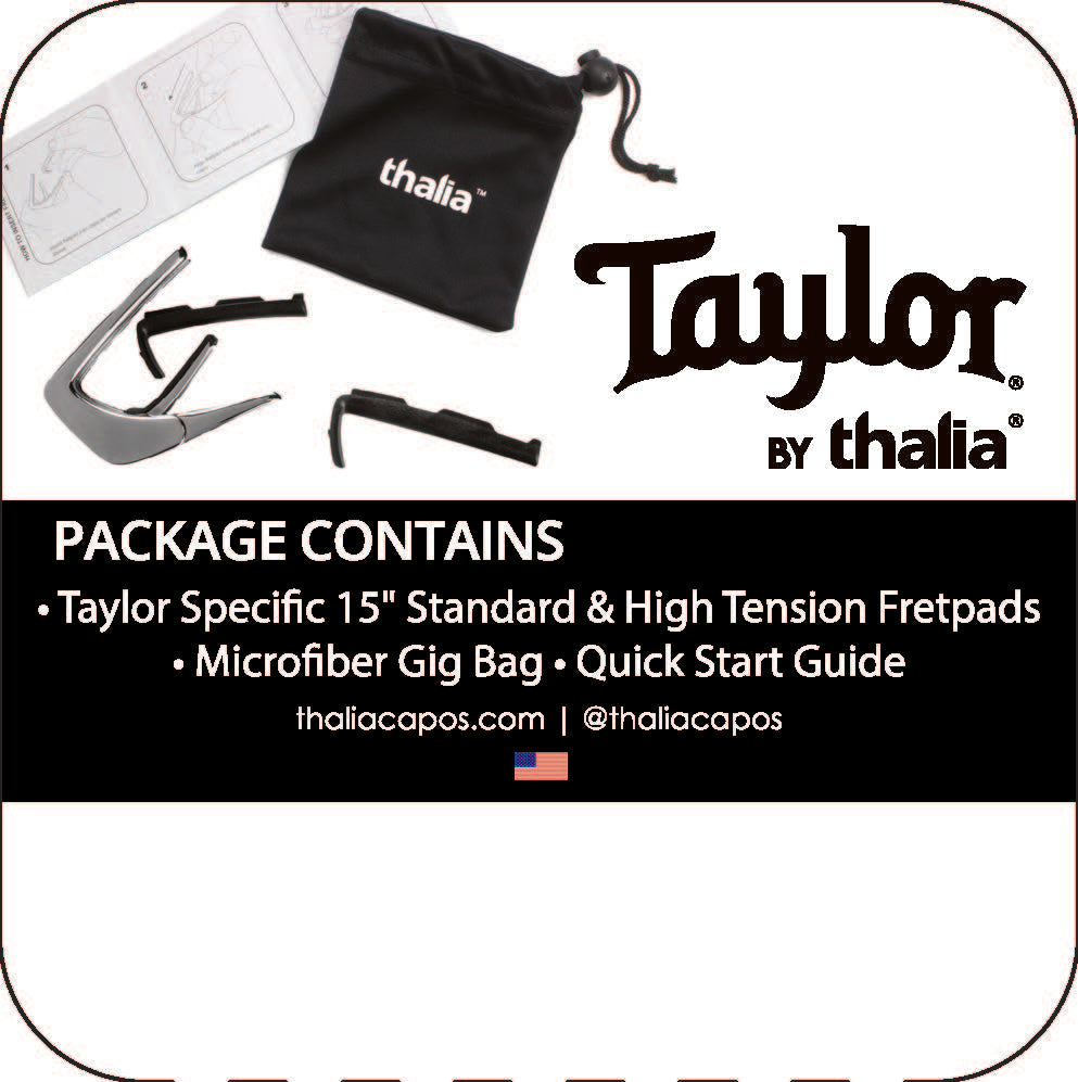 Thalia Guitar Capo - Taylor Officially Licensed (With Taylor Specific Fret Pads) (900 Series Ascension, Black Chrome)