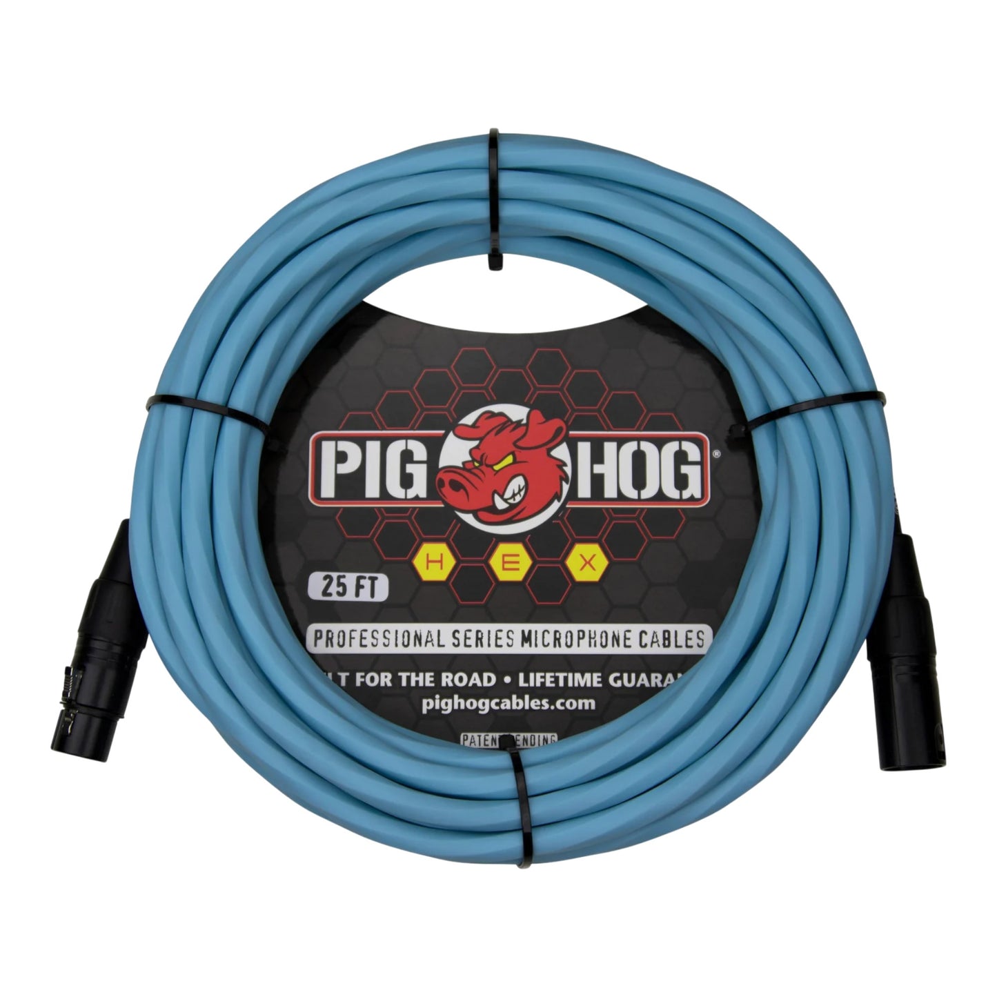 Pig Hog PHMH25DB Hex Series Microphone Cable 25FT, Daphne Blue
